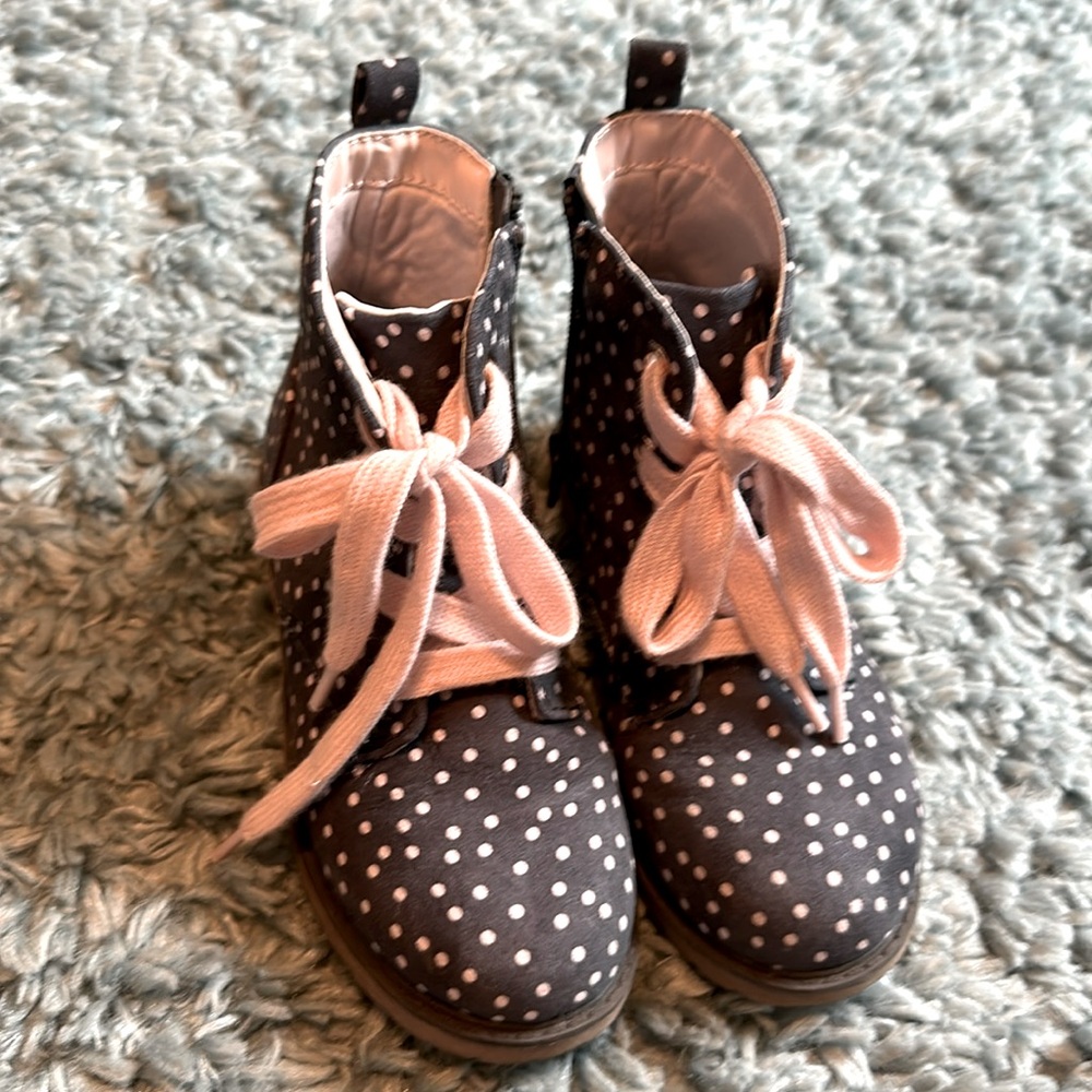 Girls Cat & Jack Lace-Up Zipper Ankle Combat Boots, Size 12